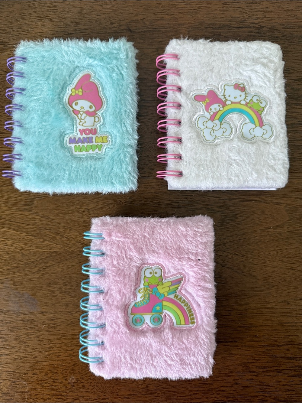 Hello Kitty Sanrio Mini Fuzzy Journals Set of 3